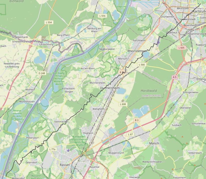 actual GPS recording map showing GPS recording